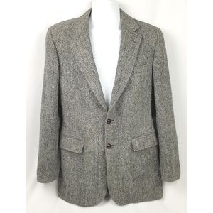 Mens Blazer Gray Herringbone Handwoven Coat 40